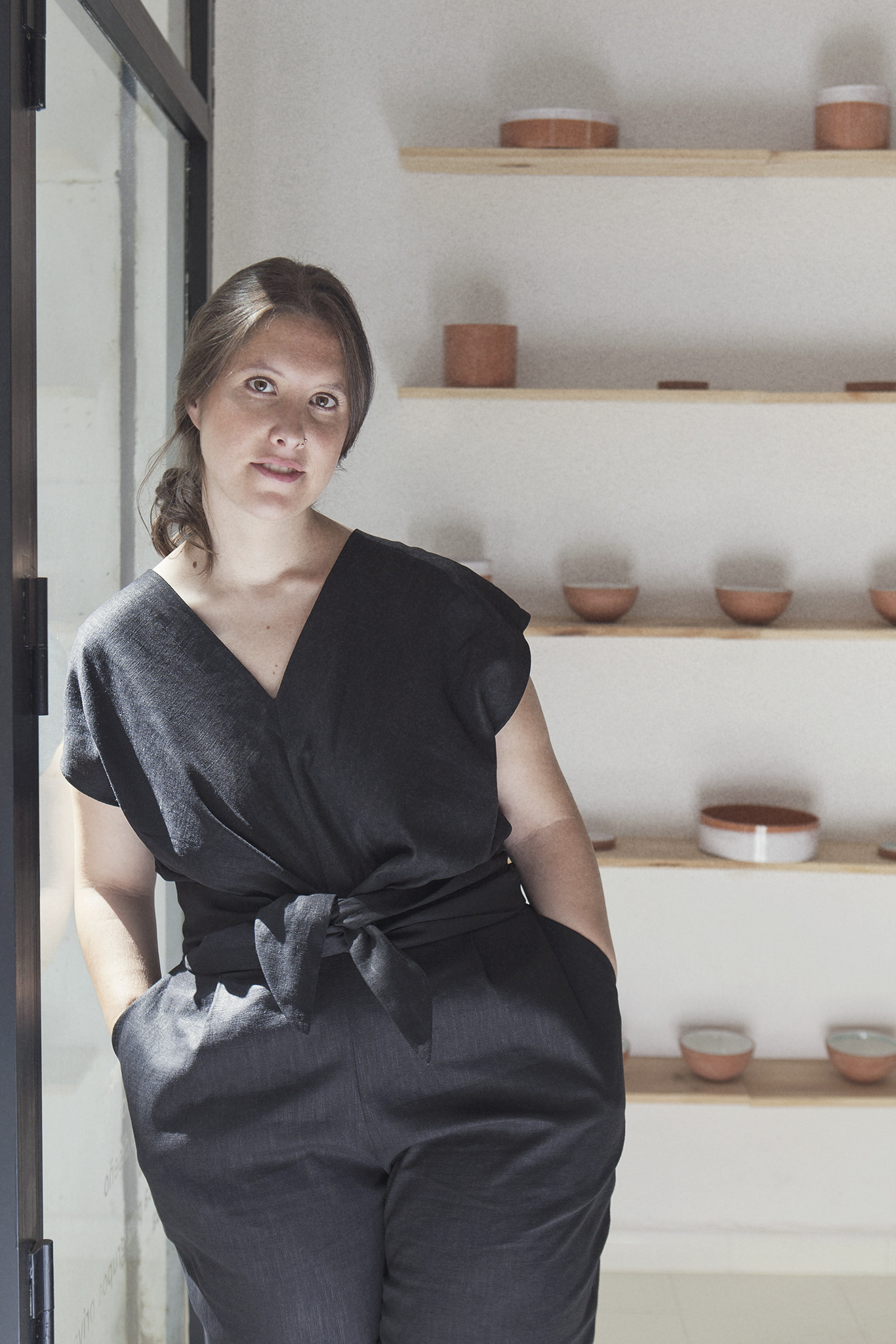 jumpsuit with pleated trousers